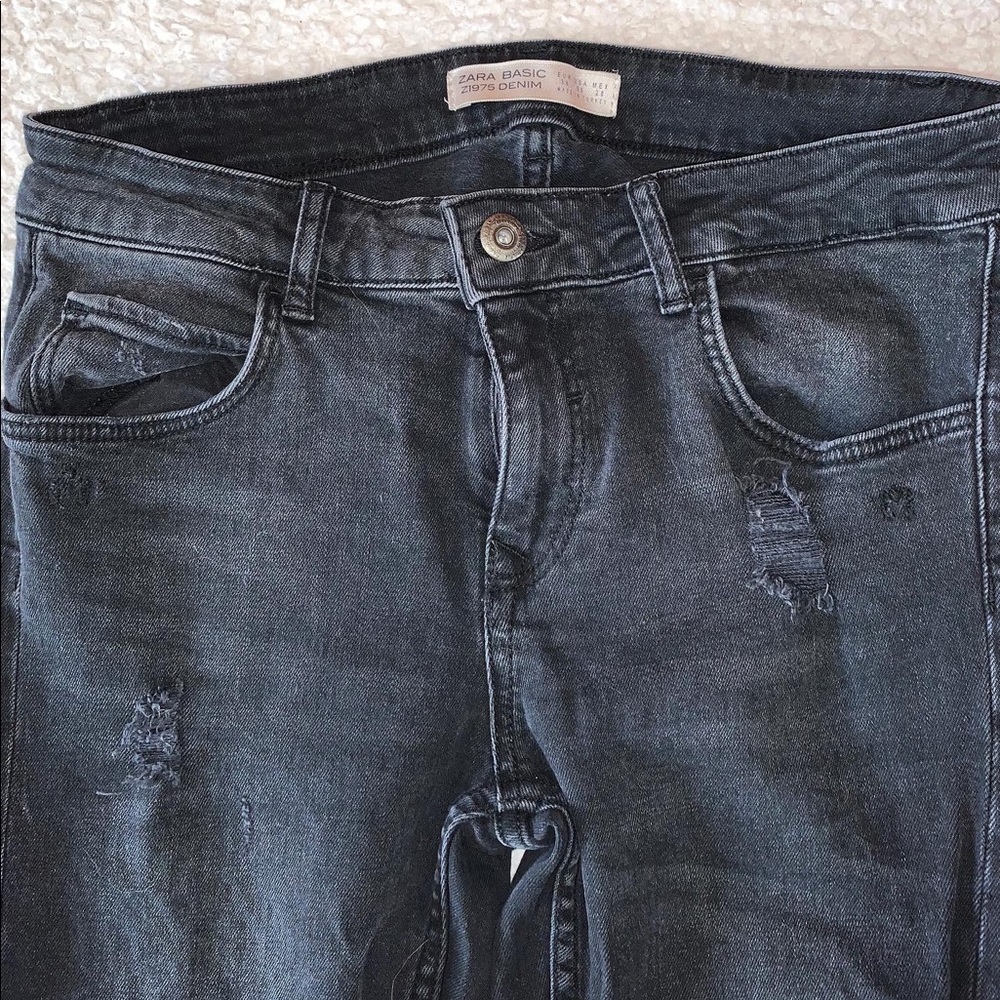 Zara Ripped Black Skinny Jeans